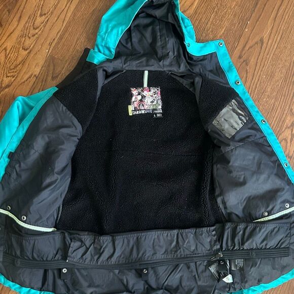 Burton Ginger DRYRIDE Snowboard Jacket Womens L Teal Herringbone Fleece Lined - Picture 7 of 14